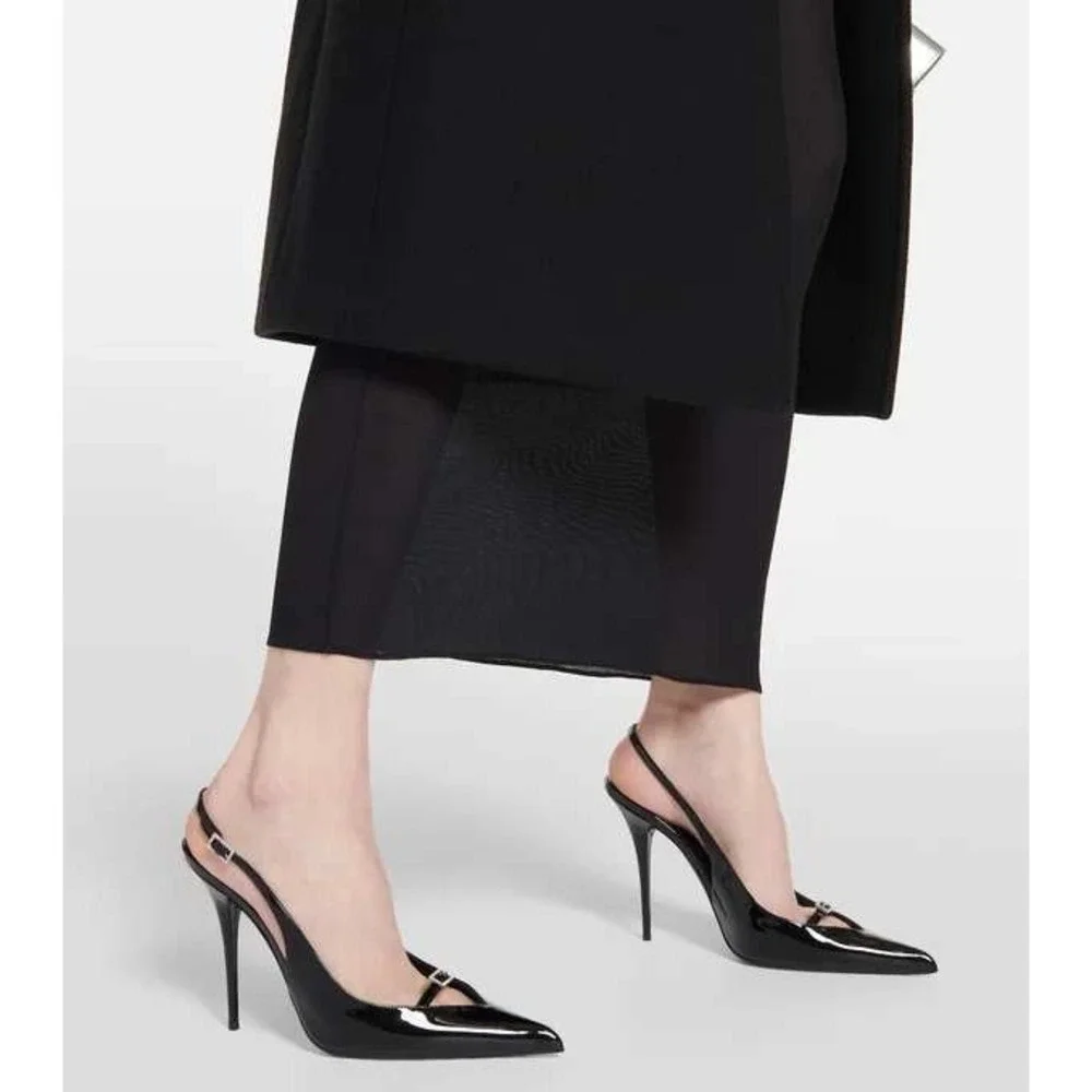 Saint Laurent Luna 105 Patent Leather Slingback Pumps $1,150 - Size 36 / US 6 - Picture 6 of 16